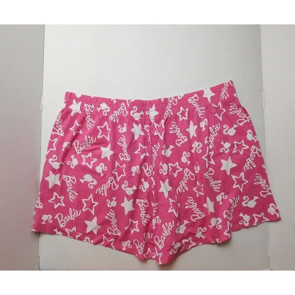 Barbie Mattel Pink & White Stretch Knit Stretch Pull-on Shorts Adult Women 2x